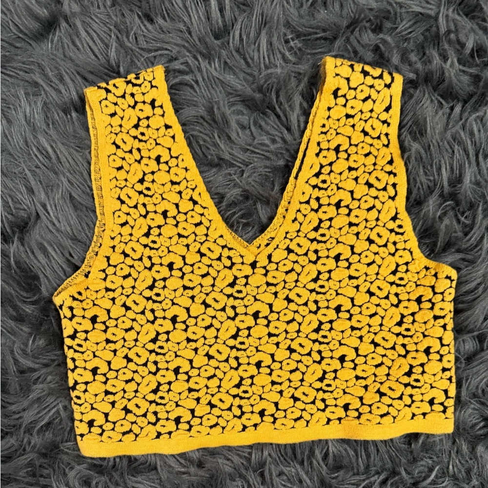 Topshop Yellow Sleeveless Fitted Crop Tank Top